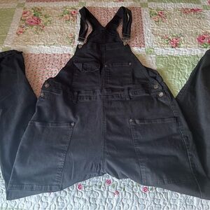 American Bazi Black Denim Overalls Relaxed Fit